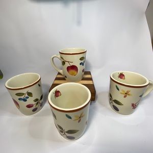 Longaberger Pottery Berry Fruit Medley Coffee Mugs